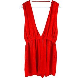 Roseanna Orange Leopard Print Romper 100% Silk Deep V Neck Large EU 40 France